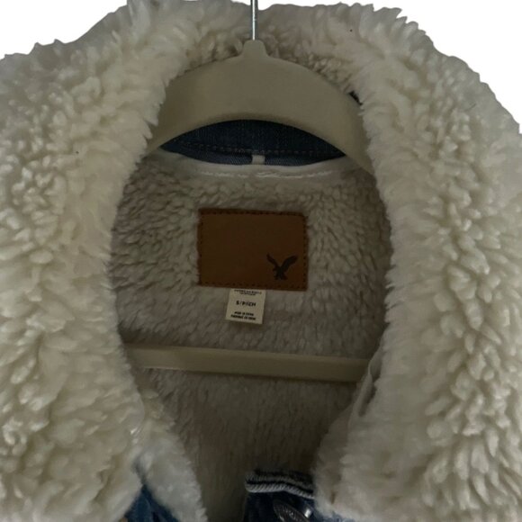 American Eagle Sherpa-Lined Denim Jean Jacket S Blue Casual Streetwear Festival - Picture 3 of 10